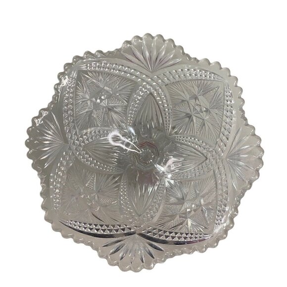 Vintage American Brilliant Cut Glass Compote Candy Dish Pedestal Bowl - Picture 2 of 5